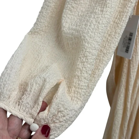 Reformation NWT Milana Blush Crepe Cotton Scoop Neck Long Sleeve Maxi Dress 8 - Picture 7 of 16